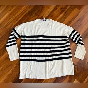 AYR Lofty Softie Sweater in Black and White Stripes, ECU